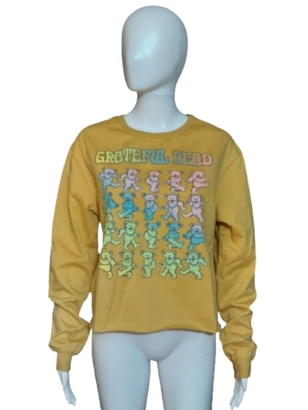Grateful Dead Dancing Bears Graphic Cropped Sweatshirt In Honey Gold